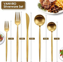 Matte Gold Silverware Set, 20-Piece Stainless Steel Flatware, Tableware Cutlery Service for 4, Satin Finish Utensils, Knife Fork Spoon for Home and Restaurant, Dishwasher Safe by CozyNest Decor