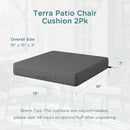 Codi Outdoor Chair Cushions 19x19 Inch, Waterproof Seat Cushion for Patio Furniture with Handles & Adjustable Straps, Fade Resistant - Set of 2, Grey by GreenHaven Gardens