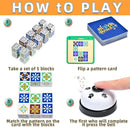 Wooden Matching Game Puzzle Games, Pattern Block Match Puzzles Building Cubes with Bell for Kids and Adults Toys Board Games for Family Night by TinyTreasures Baby Boutique