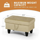 Ottoman Rectangular Storage Ottoman Bench, Flannel Footrest Stool Footstool with Lid for Living Room, Bedroom, Entryway, Light Brown, 28.5"x19"x17.5" by CozyNest Decor