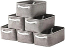 TheWarmHome Foldable Small Storage Baskets with Strong Cotton Rope Handles [6-Pack] Gray Collapsible Storage Bins Set Works Room Storage, Nursery Baskets by CozyNest Decor