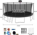 SKYUP Tranpoline 1500LBS 16 15 14 12 10 8 FT Tranpoline for 7-10 Kids and Adults, Windproof Outdoor Tranpoline with Enclosure Net, Basketball Hoop, Easy to Install & Last Long - ASTM Approved by TinyTreasures Baby Boutique