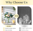 Glass Hurricane Candle Holder Large - Hewory 18pcs Black Rectangle Flower Holders Centerpiece for Table, Tall Floor Square Pillar Candle Lantern for Wedding, Anniversary, Party, Fireplace, Dining Room by CozyNest Decor