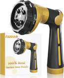 FANHAO Garden Hose Nozzle Heavy Duty, 100% Metal Water Hose Sprayer with 8 Spray Patterns, High Pressure Spray Nozzle Thumb Control On Off Valve for Outdoor Lawn & Plant Watering, Car & Pet Washing by GreenHaven Gardens