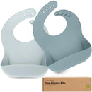 KeaBabies 2-Pack Silicone Baby Bibs for Eating - Sturdy Food-Grade Silicone Bibs for Babies Girl, Boy, Large Food Catcher, Clean & Put On Easily, Waterproof Toddler Feeding Essentials (Alps) by TinyTreasures Baby Boutique