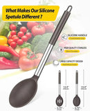 Pack of 2 Large Silicone Cooking Spoons,Non Stick Solid Basting Spoon,Heat-Resistant Kitchen Utensils for Mixing,Serving,Draining,Stirring (CHOCOLATE) by CozyNest Decor