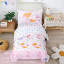 PERFEMET Toddler Bedding Sets Girls 4 Pieces Pink Mermaid Toddler Bed in A Bag Soft Reversible Blush Toddler Bed Set Include Comforter, Flat Sheet, Fitted Sheet, Pillowcase by TinyTreasures Baby Boutique