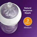 Philips Avent Natural Baby Bottles with Natural Response Nipples (Medium Flow, Flow 3), 9oz, Purple, 4-Pack, SCY903/34 by TinyTreasures Baby Boutique