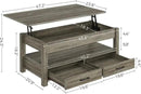 Rolanstar Coffee Table, 47.2" Lift Top Coffee Table with Drawers and Hidden Compartment, Retro Central Table with Wooden Lift Tabletop, for Living Room, Washed Oak by CozyNest Decor