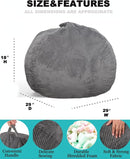 2 Pcs Classic Bean Bag Chair, with Faux Rabbit Fur Cover for Teens and Kids, Memory Foam Bean Bag Chairs, Ultra Soft Faux Fur Fabric, 2.5 feet Round Fluffy Bean Bag Sofa by TinyTreasures Baby Boutique