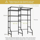Ulif U13 Medium Over Washer and Dryer Storage Shelves, 6 Tiers Laundry Room Standing Shelf with 2 Hanger Rods, Space Saver Clothes Drying Rack, 57.8" W x 22" D x 77.4" H, Black by CozyNest Decor