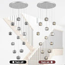 Flush Mount Chandelier,Crystal Pendant Light with 12 G9 LED Bulbs,Chandelier Hanging Flush Mount Lighting Fixtures for Spiral Staircase,Foyer,Entryway,Living Room(12 Lights,3000K) by CozyNest Decor