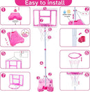 Kids Basketball Hoop with Stand, Adjustable Height 3.5FT-6.2FT Toddler Basketball Hoop, Basketball Goal Outdoor Indoor Toys for Girls Age 3 4 5 6 7 8 Years Old Gifts(Pink) by TinyTreasures Baby Boutique