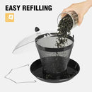 Veehoo Bird Feeders for Outdoors Hanging-Cardinal Bird Feeder with Weatherproof Dome, Wild Meta Finch Feeder for Outside 2.5 lbs Sunflower Seed Capacity, Black by CozyNest Decor
