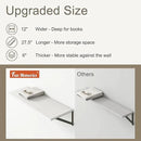 Fun Memories 27.5" W x12 D Floating Shelves, White Wall Shelf with Brackets, 12 Inch Deep Floating Shelf Set of 2, Large Storage Kitchen Living Room Bathroom Shelves, Wood Wall Mounted Shelf by CozyNest Decor
