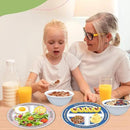 4 Pcs Portion Control Plates & Bowls Set (2 Plates + 2 Bowls, 9 Inch) - Self-Measuring for Weight Loss, Gastric Bypass, LapBand, Diabetes & Healthy Diets, Pink & Blue, for Adults & Children by CozyNest Decor