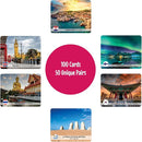 Menique Explore The World Memory Matching Game – 100 Cards (50 Pairs) with Famous Landmarks from 50 Countries – Includes Flag, Country & Place – Educational Geography Game + Informative Booklet by TinyTreasures Baby Boutique