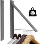 Wall Mounted Drying Rack - No Drill Installation, Space Saving Foldable Clothes Rack for Laundry Room, Dorm, Apartment,RV, Closet. Heavy Duty & Rustproof Aluminum Alloy (Gray) by TinyTreasures Baby Boutique