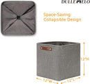 DULLEMELO 12 inch Cube Storage Bins, Large Collapsible Grey Storage Baskets for Square Cubes Organizing, Fabric Boxes Bins for Shelves Nursery Home Office Storage(4 Pack - 12" Grey) by TinyTreasures Baby Boutique