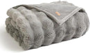 EVERGRACE Ultra Soft Luxury Fluffy Ridgeline Faux Rabbit Fur Throw Blanket, Thick Warm Bubble Throw for Bed, Cozy Plush Reversible Blankets for Couch, Chair, Sofa, Grey, 60x80 Inches, 870 GSM by CozyNest Decor