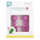 Bumkins Baby Utensils Set, Chewtensils Silicone Spoons for Dipping, Self-Feeding, Baby Led Weaning, Trainer Learning, First Stage Eating, Soft Practice Fork and Spoon, Babies 6 Months, Fuchsia by TinyTreasures Baby Boutique