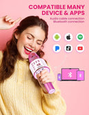 BONAOK Kids Karaoke Microphone, Wireless Bluetooth Microphone for Singing, Gift for Kids, Adults, Girls, Boys, Christmas Kids Toys Gifts for Ages 3, 4, 5, 6, 7, 8+ Years Old (Light Pinkcolor) by TinyTreasures Baby Boutique