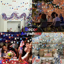 4th of July Decorations 9.85FT Red White and Blue Star String Lights Pom Pom Star Lights Battery Operated with Timer Fairy Lights for Independence Day Memorial Patriotic Fourth of July Decor for Home by CozyNest Decor