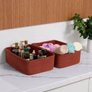 Large Shallow Organizing Baskets 15x11x5.1 Inches - Rope Woven Storage Bins for Bathroom, Shelves, Cube Closet, Red 2 Packs by CozyNest Decor