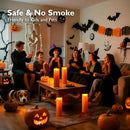 Homemory 4"x12" Halloween Orange Flameless Candles, Fall Candles, Outdoor Waterproof Flameless Candles with Remote and Timers, Battery Operated LED Pillar Candles, Won't Melt Plastic, Set of 2 by CozyNest Decor