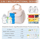 Breastmilk Cooler Bag with Ice Pack Fits 6 Baby Bottles up to 9 Ounce, Wearable Breast Pumps Cooler Bag for Nursing Mom Daycare, Work, Travel- White by TinyTreasures Baby Boutique