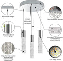 OKELI Smart Dimmable LED 3-Light Pendant Light for Kitchen Island, 18W 1350LM Modern Bubble Crystal Island Light Fixture with TUYA App & Voice Control, Adjustable 3000K-6000K, Electro-Chrome, Round by CozyNest Decor