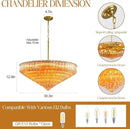 30" Modern Dining Room Chandeliers, 13-Light Amber Crystal Chandeliers, Dimmable Blown Glass Chandelier for Living Room, Round Glod Large Chandelier for High Ceiling, Bedroom, Entryway, Staircase by CozyNest Decor