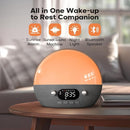 Dekala Smart Sunrise Alarm Clock with Wireless Charging for iPhone 14 13 12 Apple Watch AirPods Samsung, White Noise Sleep Sounds Machine, Nursery Night Light for Heavy Sleeper by TinyTreasures Baby Boutique