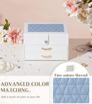White Jewelry Box Organizer: Home Decor for Women - 2-Drawer Holder for Valentine’s Day Birthday Christmas White Grey-Blue by TinyTreasures Baby Boutique