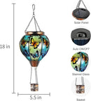 pearlstar Hot Air Balloon Solar Lantern with Flickering Flame Light Outdoor Solar Hanging Lights Waterproof for Garden Yard Farmhouse Patio Pathway Outside Decoration,Glass(Butterfly) by GreenHaven Gardens