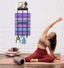Yoga Mat Holder Yoga Mat Holder Wall Mount Home Gym Accessories Organizer,Towel Storage Rack with 4 Hooks for Hanging Foam Roller and Resistance Bands Gym Organization for Home Gym by TinyTreasures Baby Boutique