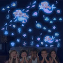 Glow in The Dark Stars Mermaid Wall Decals, Turtle Ocean Fish Stickers for Ceiling, DIY Wall Decor for Nursery Playroom Living Room, Birthday Christmas Gift by CozyNest Decor