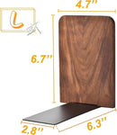 Book Ends, Black Walnut Wooden Bookends for Shelves - Heavy Duty Non-Slip Book Organizers, Upgraded Large Decorative Bookend Holders for Home, Kitchen, Office, Set of 2, Large by CozyNest Decor
