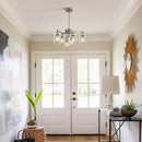6 Light Modern Brushed Nickel Pendant Light Fixture For Dining Room，Contemporary Kitchen Light Fixtures Brushed Nickel，Adjustable Height Farmhouse Dining Chandeliers Over Table，With Glass Shade by CozyNest Decor