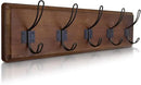HBCY Creations Dark Wash Brown Rustic Coat Rack Wall Mount with 5 Hooks, Solid Pine Wood 24 inch Wall Hooks for Entryway, Mudroom, Hallway, Bathroom - Vintage Farmhouse Style Wall Mounted Towel Rack by CozyNest Decor