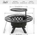 BALI OUTDOORS Fire Pit with Poker, 32 inch Outdoor Fire Pit Patio, Wood Burning Firepits for Outside with Grill by GreenHaven Gardens