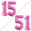 GOER Number 15 Balloons for 15th Birthday Sweet 15 Party Decorations,42 Inch Jumbo Foil Helium 51 Balloons for 51st Birthday Party Decoration (Hot Pink) by TinyTreasures Baby Boutique