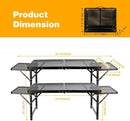 Grill Table Folding Table with 2 Wing Panels 3FT+1.4 FT with Mesh Desktop 2 Height Adjustable Portable Grill for Outdoor Indoor Beach BBQ Picnic Travel RV Black by GreenHaven Gardens
