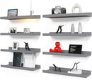 RICHER HOUSE 8 Set Floating Wall Mounted Shelves, Nursery Hanging Book Shelves with Lip for Storage, Gray Display Picture Ledge Shelf for Bedroom Bathroom Kitchen Living Room Wall Decor, Modern Grey by CozyNest Decor