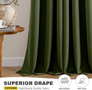 MIULEE Olive Green Blackout Curtains for Bedroom Living Room 72 Inches Long 2 Panels, Thermal Insulated Room Darkening Drapes Solid Grommet Top Noise Reducing Dark Green Window Curtains W40 x L72 Inch by TinyTreasures Baby Boutique