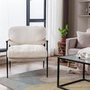 Mid-Century Accent Chair Set of 2, Soft Armchair Sherpa Fabric Lounge Chair with Black Metal Legs, Upholstered Leisure Chair for Living Room Bedroom Reception Room, White by CozyNest Decor