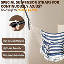 Chihee Hammock Chair Hanging Swing 2 Pillows Included,Strong Webbing Straps and Hooks for Easy Hanging Soft Cotton Hanging Chair Side Pocket Tassel Chair Comfort Indoor Outdoor Blue White by GreenHaven Gardens