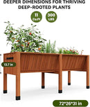 72x26x31 Inch Raised Garden Bed with Legs, 13.7In Depth Wooden Planter Box for Outdoor Growing Vegetables and Herbs, Elevated Garden Bed with Hooks for Backyard, Patio, Balcony by CozyNest Decor