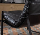 DUOMAY Mid-Century Accent Chair Armchair Set of 2, Comfy PU Leather Leisure Chair Lazy Chair with Metal Leg for Living Room Bedroom Office Apartment, Black by CozyNest Decor
