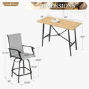 Sophia & William Outdoor Bar Set, Patio Bar Table and Chairs Set, Bar Height Patio Set - 2 x Swivel Bar Chairs(Grey), 1 x Rectangular Bar Table(Wood-Like) by CozyNest Decor